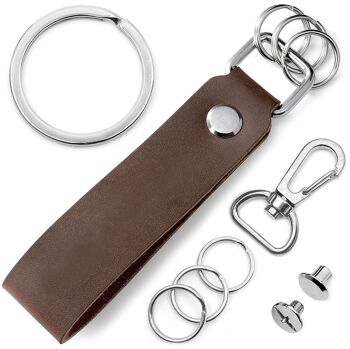 Porte-clés en cuir avec porte-clés interchangeable (sans texte/motif) 2