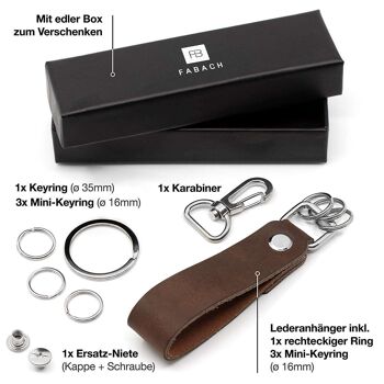 Porte-clés en cuir avec porte-clés interchangeable (sans texte/motif) 4