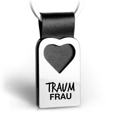 "Traumfrau" Herz-Schlüsselanhänger mit Gravur aus Leder