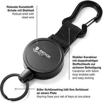 Porte-clés à enrouleur "Anchor Key" yo-yo avec câble en acier extensible 5