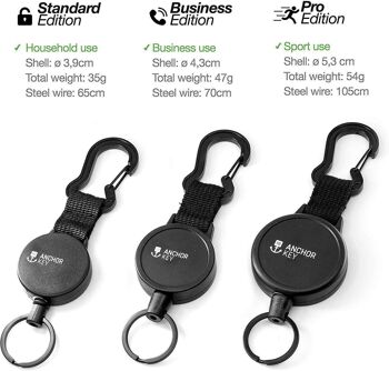 Porte-clés à enrouleur "Anchor Key" yo-yo avec câble en acier extensible 13