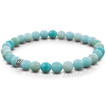 Bracelets de perles avec perles de pierres précieuses de 6 mm et perle logo en argent sterling 925 5