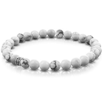 Bracelets de perles avec perles de pierres précieuses de 6 mm et perle logo en argent sterling 925 6