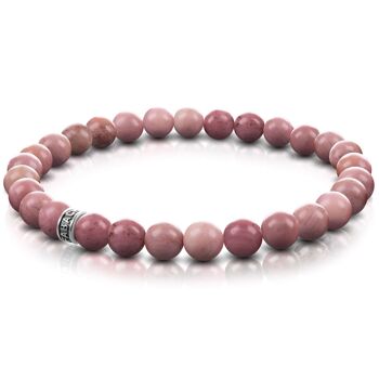 Bracelets de perles avec perles de pierres précieuses de 6 mm et perle logo en argent sterling 925 10