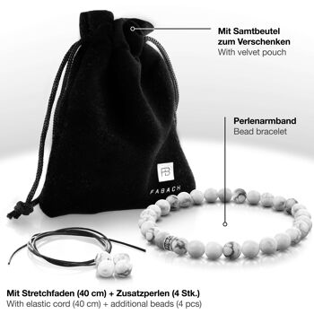 Bracelets de perles avec perles de pierres précieuses de 6 mm et perle logo en argent sterling 925 17