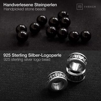 Bracelets de perles avec perles de pierres précieuses de 6 mm et perle logo en argent sterling 925 24