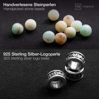 Bracelets de perles avec perles de pierres précieuses de 6 mm et perle logo en argent sterling 925 25