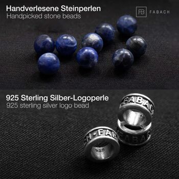 Bracelets de perles avec perles de pierres précieuses de 6 mm et perle logo en argent sterling 925 26
