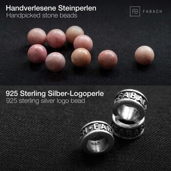 Bracelets de perles avec perles de pierres précieuses de 6 mm et perle logo en argent sterling 925 27
