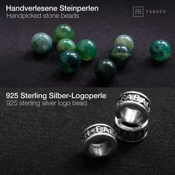 Bracelets de perles avec perles de pierres précieuses de 6 mm et perle logo en argent sterling 925 28
