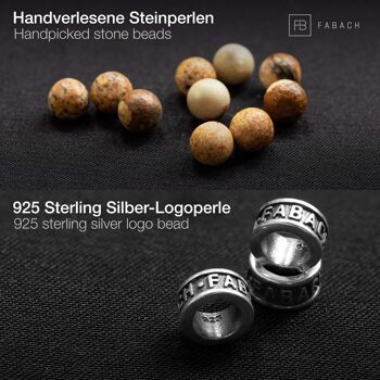 Bracelets de perles avec perles de pierres précieuses de 6 mm et perle logo en argent sterling 925 29