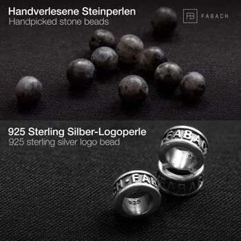 Bracelets de perles avec perles de pierres précieuses de 6 mm et perle logo en argent sterling 925 30