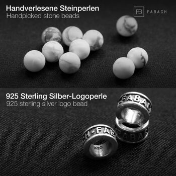 Bracelets de perles avec perles de pierres précieuses de 6 mm et perle logo en argent sterling 925 32