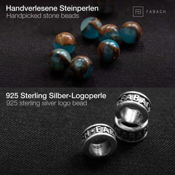Bracelets de perles avec perles de pierres précieuses de 6 mm et perle logo en argent sterling 925 33