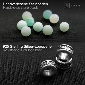 Bracelets de perles avec perles de pierres précieuses de 6 mm et perle logo en argent sterling 925 34