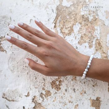 Bracelets de perles avec perles de pierres précieuses de 6 mm et perle logo en argent sterling 925 36