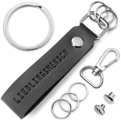 "Favorite Person" leather keychain with interchangeable key ring