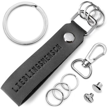Porte-clés en cuir "Personne préférée" avec porte-clés interchangeable 1
