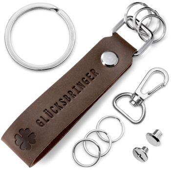 "Porte-bonheur" avec porte-clés en cuir trèfle avec porte-clés interchangeable 1