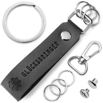 "Porte-bonheur" avec porte-clés en cuir trèfle avec porte-clés interchangeable 2