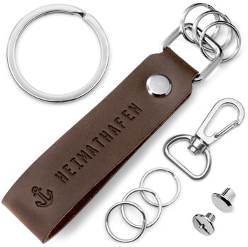 Porte-clés en cuir "Port d'attache" avec porte-clés interchangeable 2
