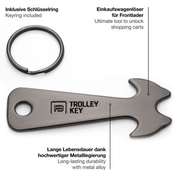 "Trolley Key" (noir) Déverrouillage de caddie compact pour caddies à chargement frontal 4