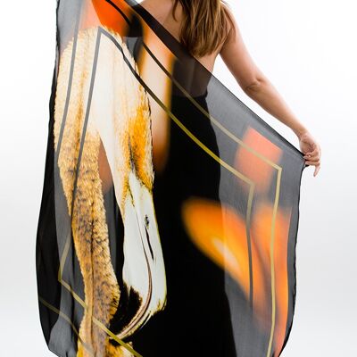 Foulard, Maxi Carré de soie, Imprimé Flamant