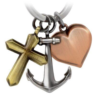 "Faith Love Hope" Keychain - Faith Love Hope - Cross Heart Anchor Lucky Charm