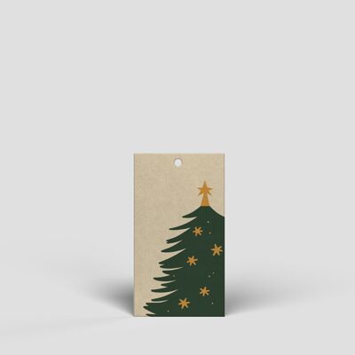 Etiqueta de regalo pequeña - Árbol de Navidad verde grande - No. 146