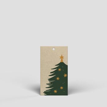 Petite étiquette cadeau - Grand sapin de Noël vert - N° 146 1