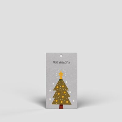 Small gift tag - Christmas tree shining star - No.149