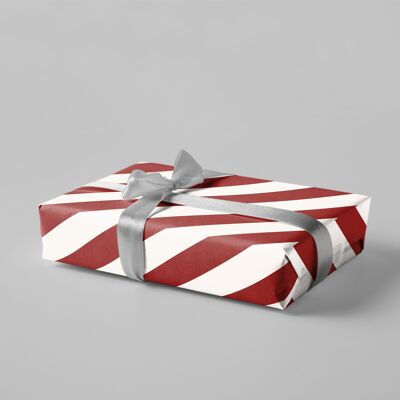 Papier cadeau - rayures rouge/blanc - No. 226