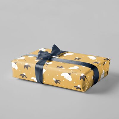 Gift wrap - Flowers - Yellow background - No.229