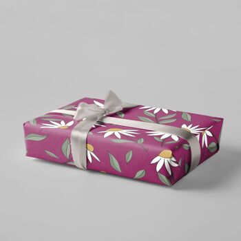 Papier cadeau - fleurs - fond magenta - No. 240 1