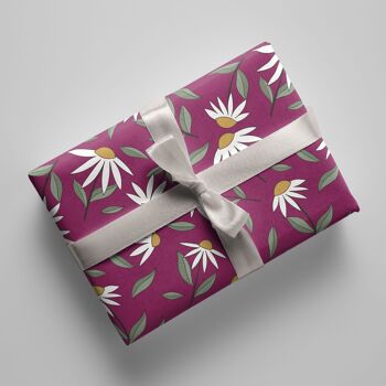 Papier cadeau - fleurs - fond magenta - No. 240 3