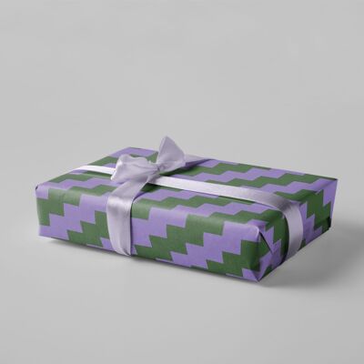 Papier cadeau - rayures - violet/vert - No. 242