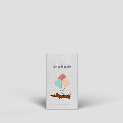 Small gift tag - Dachshund balloons - No.153