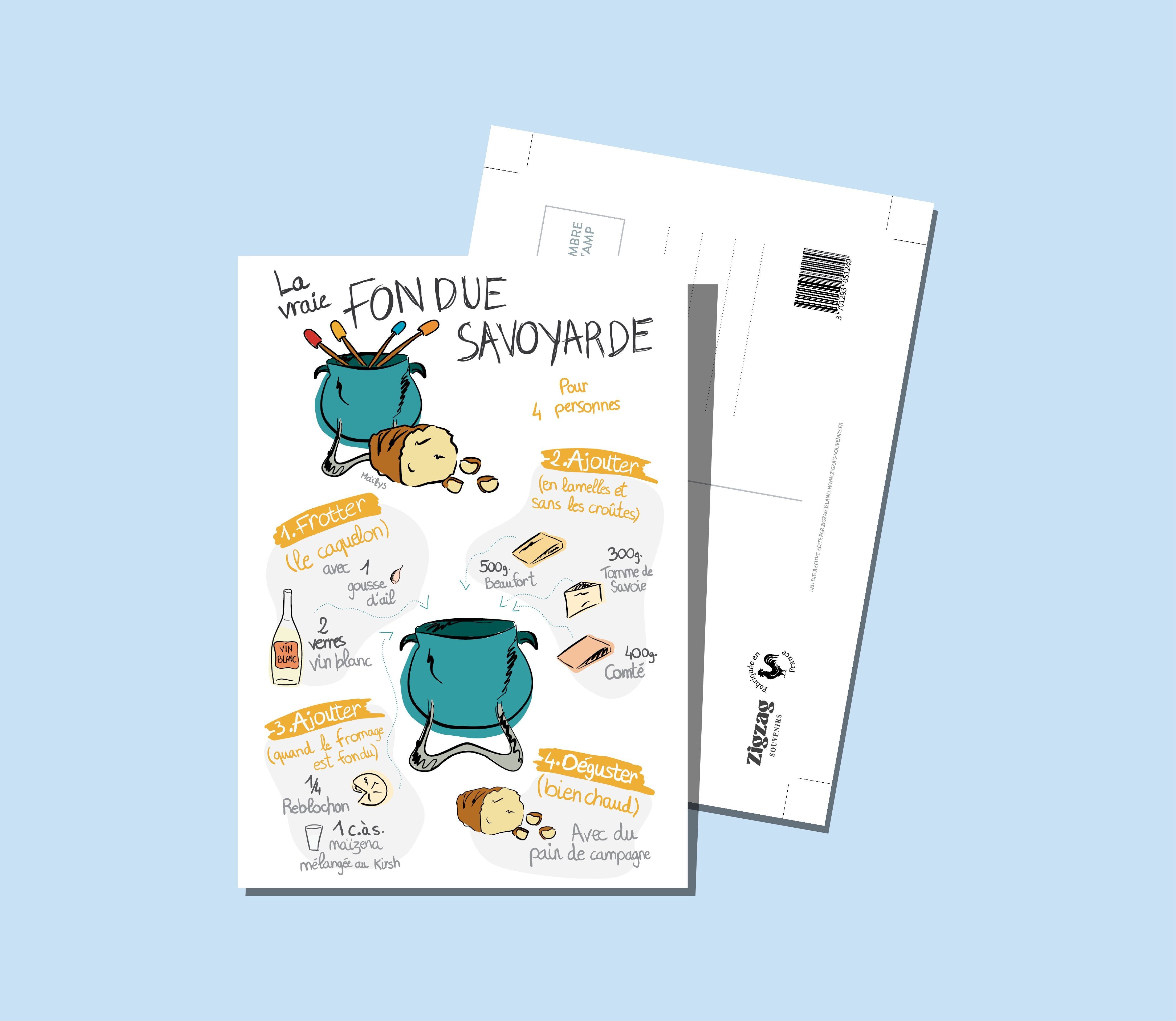 REZEPT FÜR SAVOYARD-FONDUE-POSTKARTE
