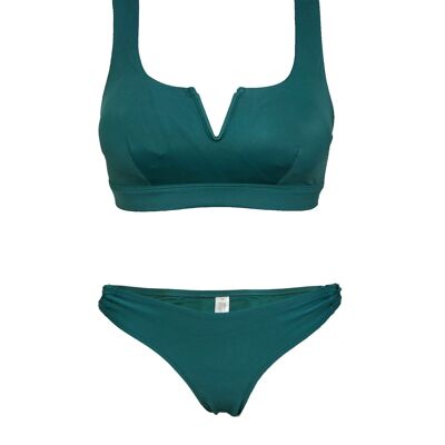 Set bikini preformati color verde acqua con stampa da donna