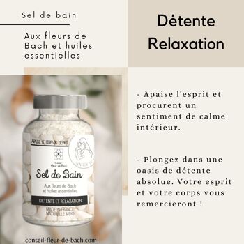 SEL DE BAIN  DETENTE ET RELAXATION A BASE DE FLEURS DE BACH ET HUILES ESSENTIELLES 4