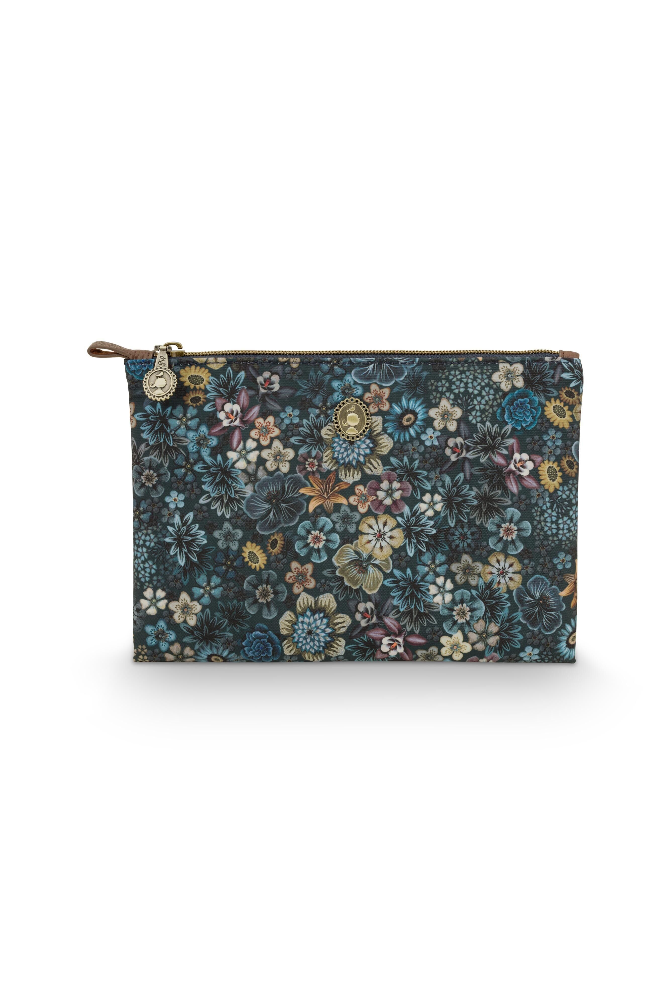 Charly Cosmetic Flat Pouch Medium Tutti i Fiori Blue 24x15.5x1cm - PIP STUDIO