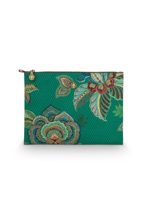 PIP - Charly Cosmetic Flat Pouch Large Cece Fiore Green 30x22x1cm