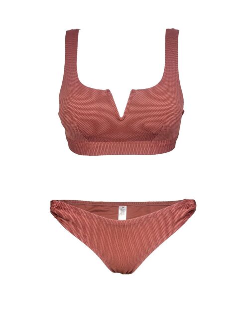 Rust brown textured preformed bikini sets for women