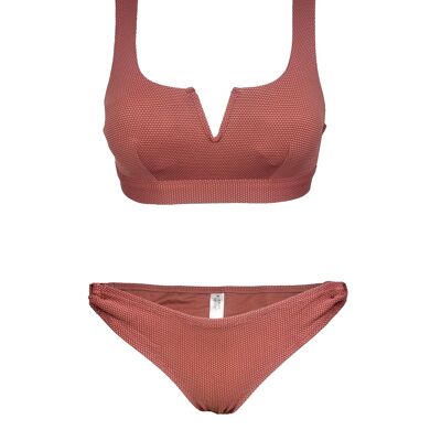 Set bikini preformati testurizzati marrone ruggine da donna