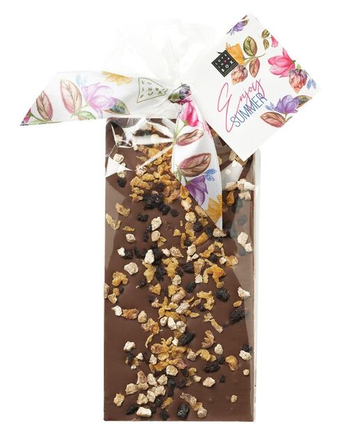 Chocolate Bar Peach, Lemon & Blueberry Milk – handmade milk chocolate bar with peach, lemon & blueberry - summer edition