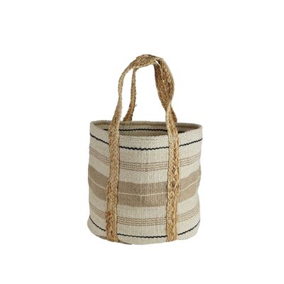 MM striped jute basket ecru/natural