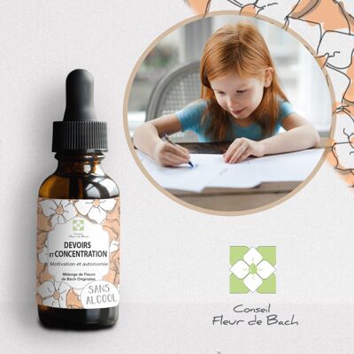 Bach® Flower Advice - Bach Flowers for Children Homework and Concentration ALCOHOL-FREE - 30 Ml