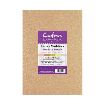 Crafter's Companion Lot de papier cartonné de luxe A4 – Métaux précieux
