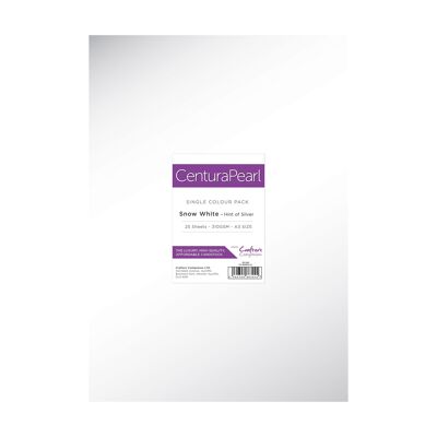 Crafter's Companion Paquete de tarjetas imprimibles A3 Centura Pearl Snow White Silver - 25 hojas