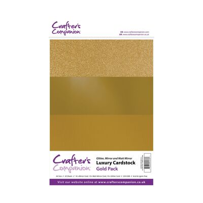 Pack de papier cartonné de luxe A4 Crafter's Companion - Or
